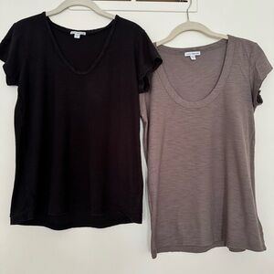 Lot of Two James Perse Scoop Neck Tees - Size 3